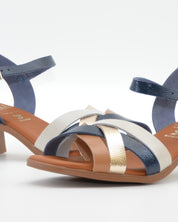 SANDALIA MUJER TIRAS CHAROL COMBI MARINO TACON PLANTA DE GEL OH MY SANDALS 6004