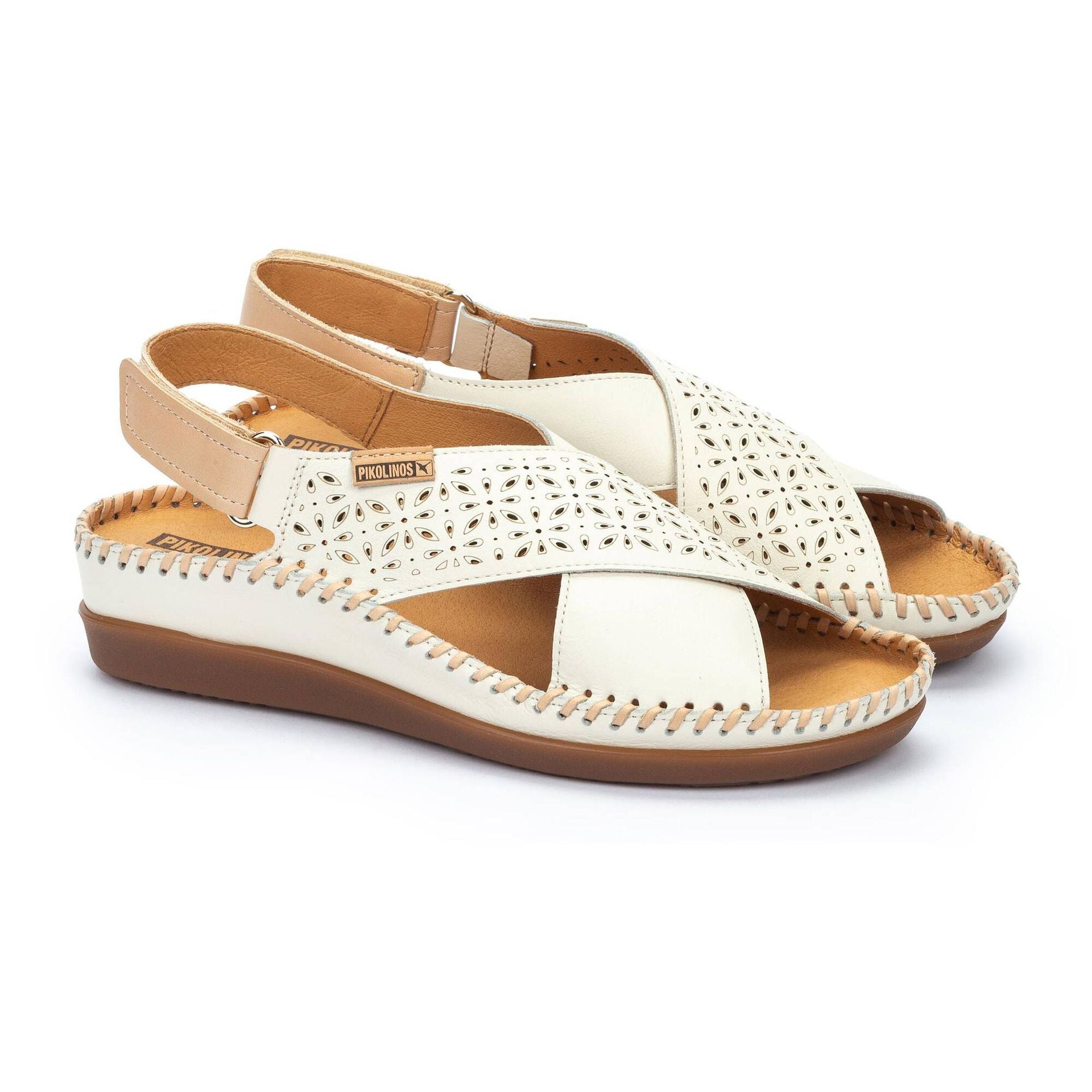 SANDALIA MUJER PLANA CRUZADA COLOR NATA PIKOLINOS W8K-0848C1