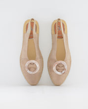 ALPARGATA DESTALONADA SALVI COLOR BEIGE ADORNO BOTON CAREY