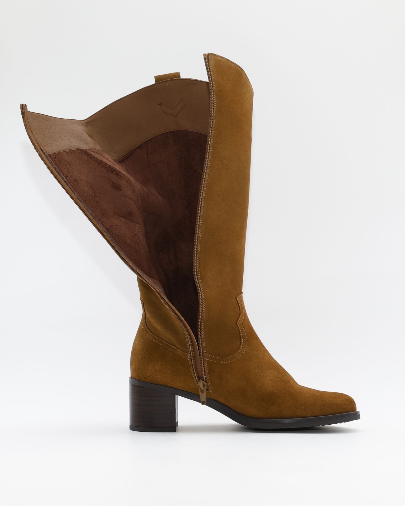 BOTA ALTA MUJER ANCHO ESPECIAL DE GEMELO ANCHO PIESANTO 235461 XL SERRAJE CUERO