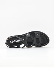 SANDALIA MUJER PLANA PIEL COLOR NEGRO TACHAS LACOMBA BOUGAIN
