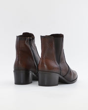 BOTIN MUJER TACON ANCHO EFECTO SERPIENTE PIEL MARRON KAOLA 3055