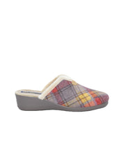 ZAPATILLAS DE CASA MUJER ANCHO ESPECIAL CUADROS GRIS