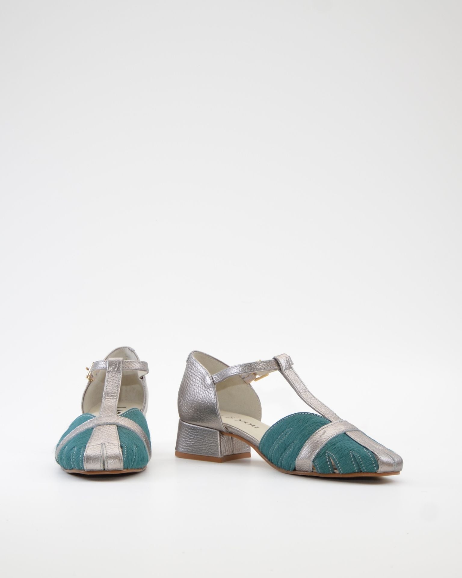 SANDALIA CANGREJERA MUJER COMBI PLATA VIEJA AZUL TURQUESA LACOMBA GAZANIA