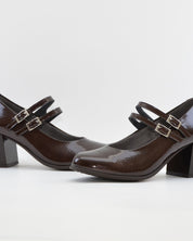 ZAPATO SALON MUJER CON PULSERA CHAROL MARRÓN CHOCOLATE PITILLOS 11651