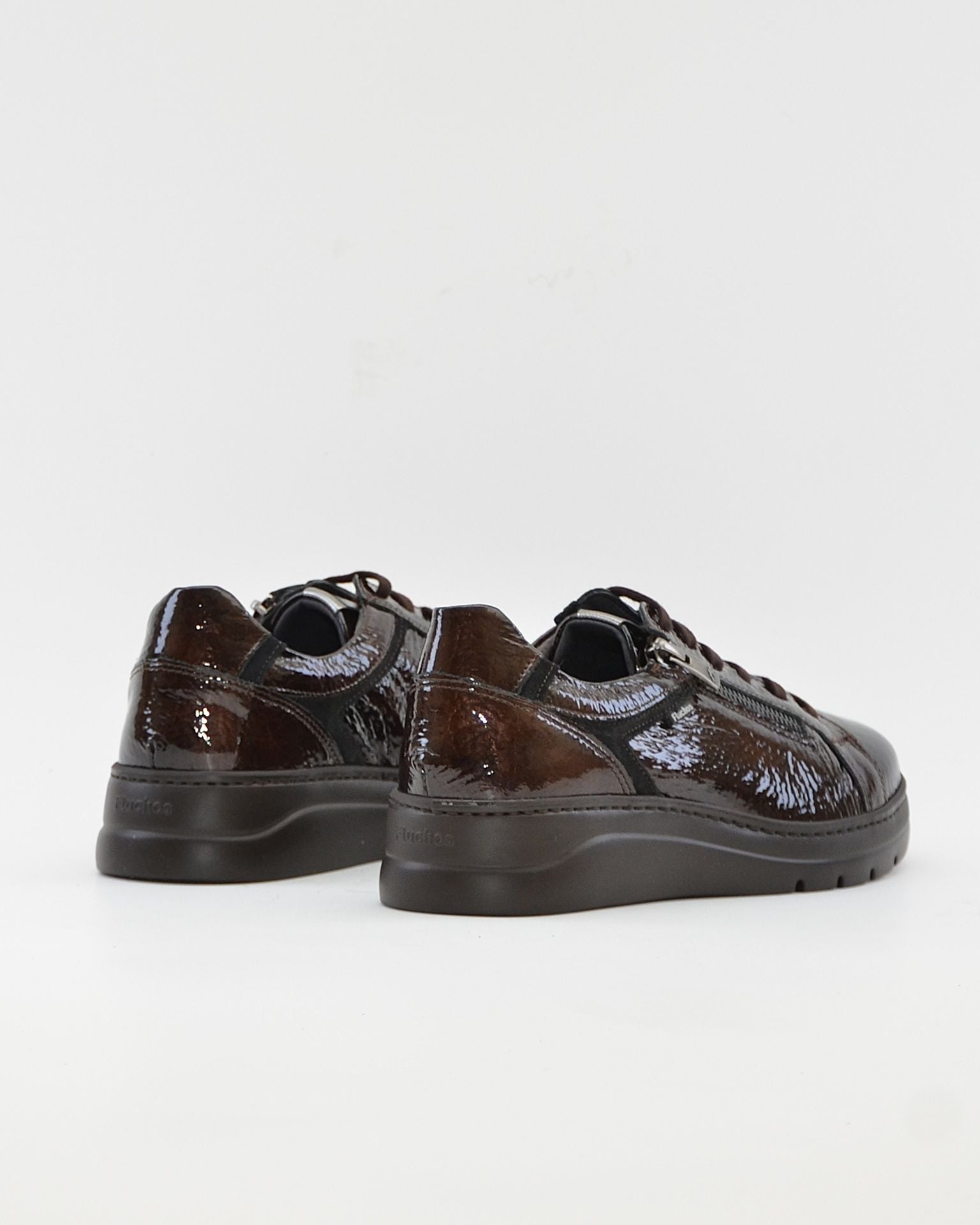 ZAPATO CASUAL MUJER PLANO FLUCHOS POMPASF1666 CHAROL CAFÉ