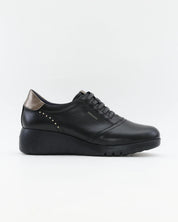 ZAPATO DE CORTE DEPORTIVO CUÑA MUJER ELÁSTICOS FLUCHOS LIVE F2096 NEGRO
