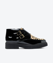 BOTIN MUJER DOS HEBILLAS CHAROL NEGRO PRINT LACOMBA TULIP