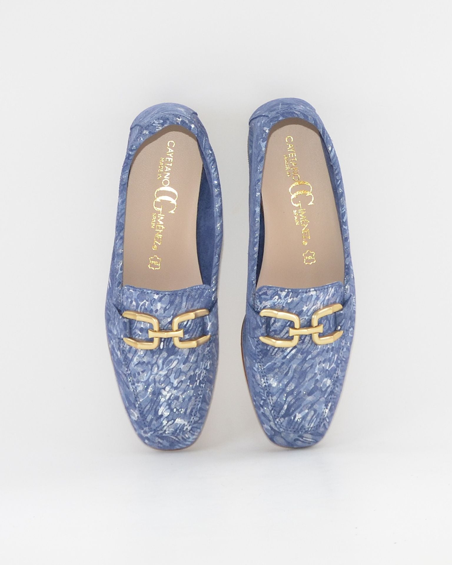 ZAPATO MOCASIN MUJER PLANO ESTAMPADO AZUL CAYETANO 17186