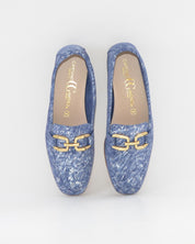 ZAPATO MOCASIN MUJER PLANO ESTAMPADO AZUL CAYETANO 17186