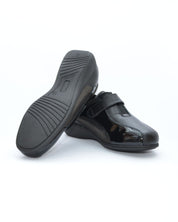 ZAPATO MUJER ANCHO ESPECIAL PLANTILLA EXTRAIBLE CHAROL NEGRO