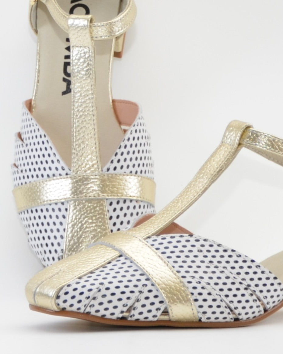 SANDALIA CANGREJERA MUJER COMBI ORO TOPOS LACOMBA LAVENDER