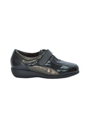 ZAPATO MUJER ANCHO ESPECIAL PLANTILLA EXTRAIBLE CHAROL NEGRO