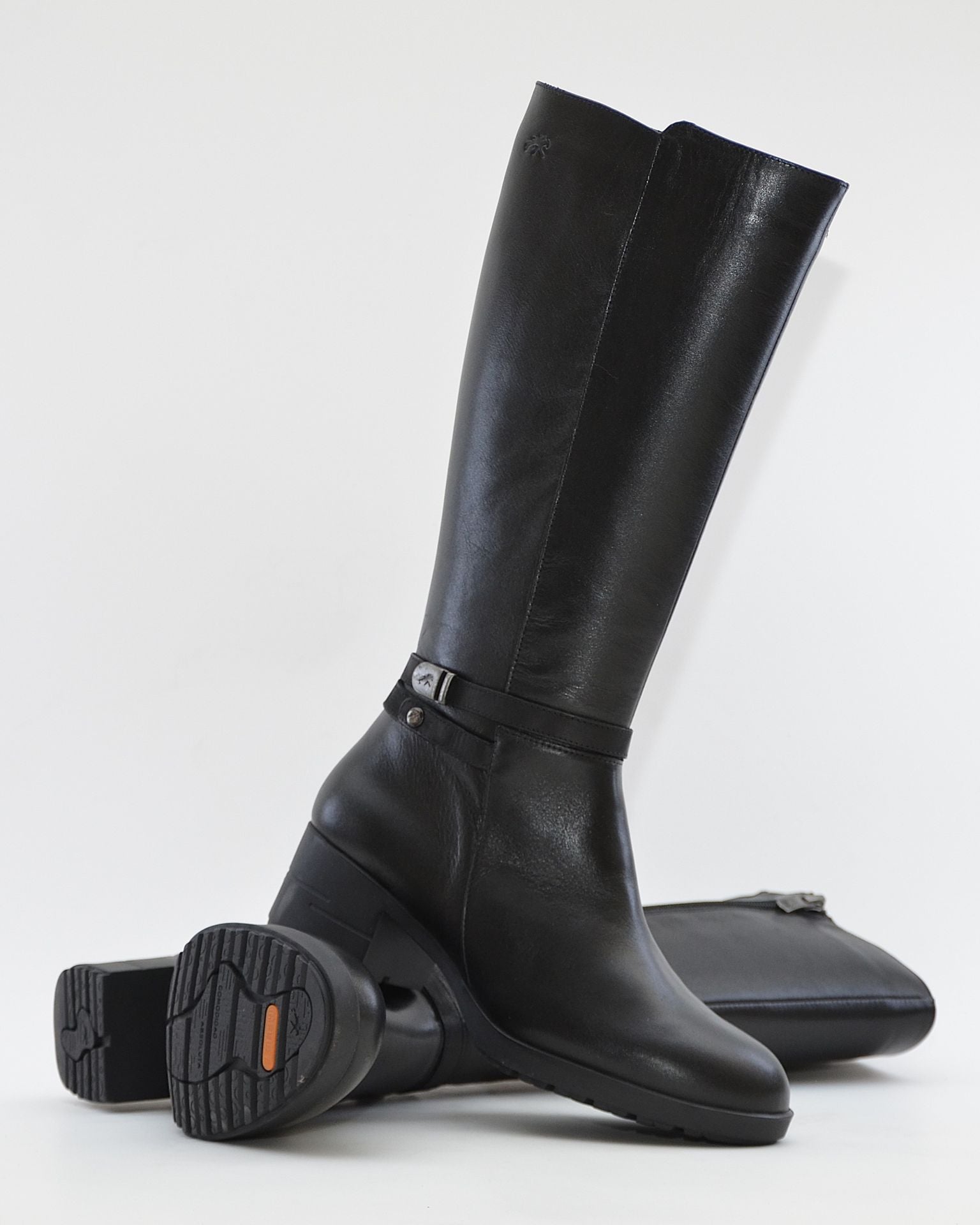 BOTA ALTA NEGRA MUJER TACON ANCHO FLUCHOS ALISS F1314