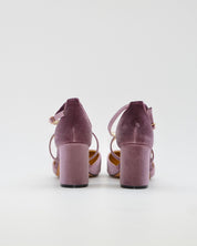 ZAPATO SALÓN MUJER COLOR TERCIOPELO MALVA TACÓN ANCHO Y TIRAS AZAREY 459M066