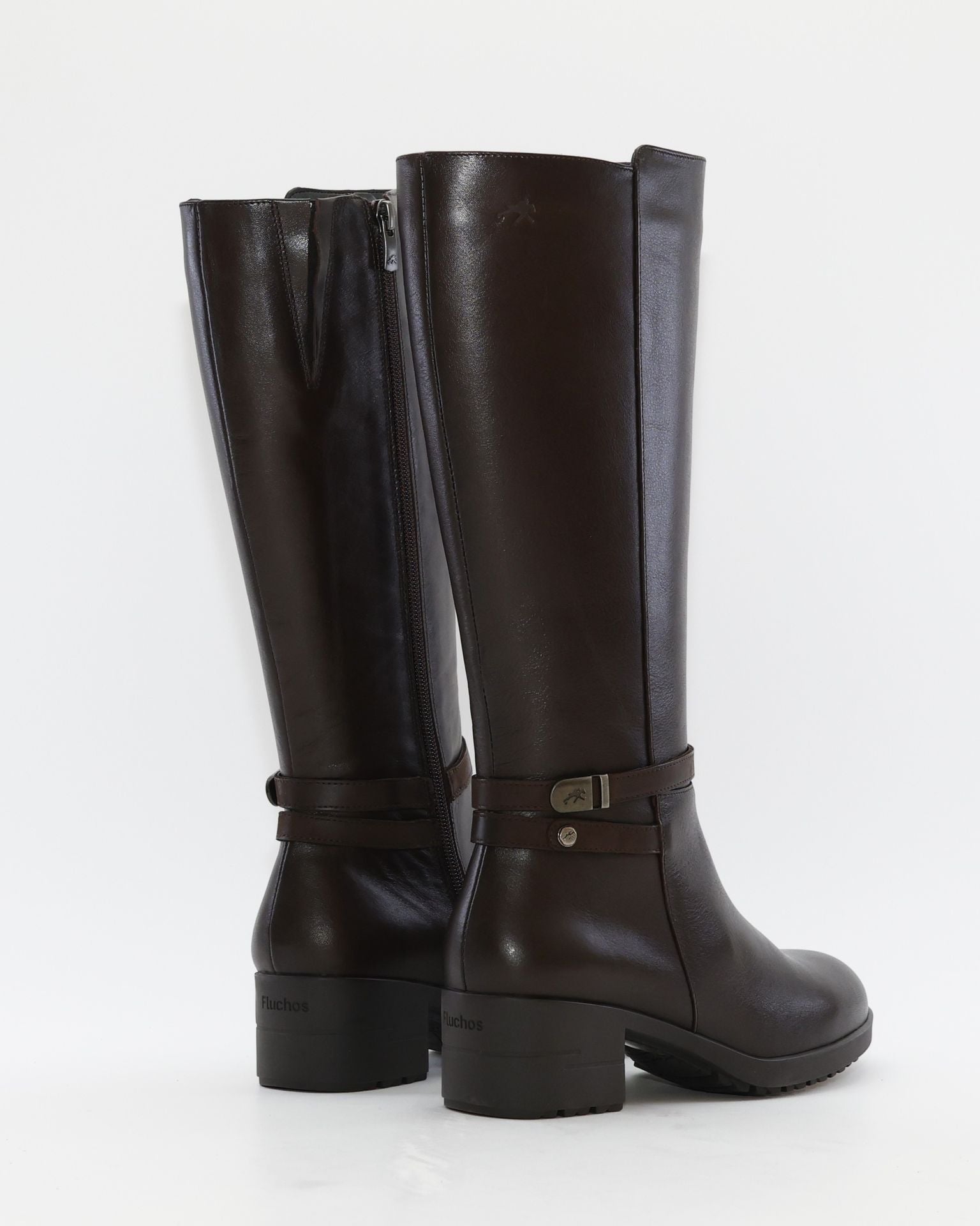 BOTA ALTA MARRON CHOCOLATE MUJER TACON ANCHO FLUCHOS ALISS F1314