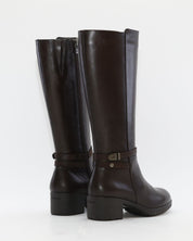 BOTA ALTA MARRON CHOCOLATE MUJER TACON ANCHO FLUCHOS ALISS F1314