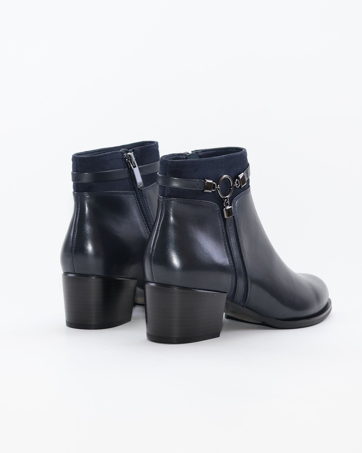 BOTIN MUJER PIEL TACON BAJO COLOR AZUL MARINO REGARDE LE CIEL JOLENE 29 NAVY