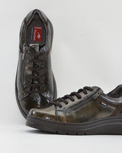 ZAPATO CASUAL MUJER PLANO FLUCHOS POMPASF1666 CHAROL OLIVA