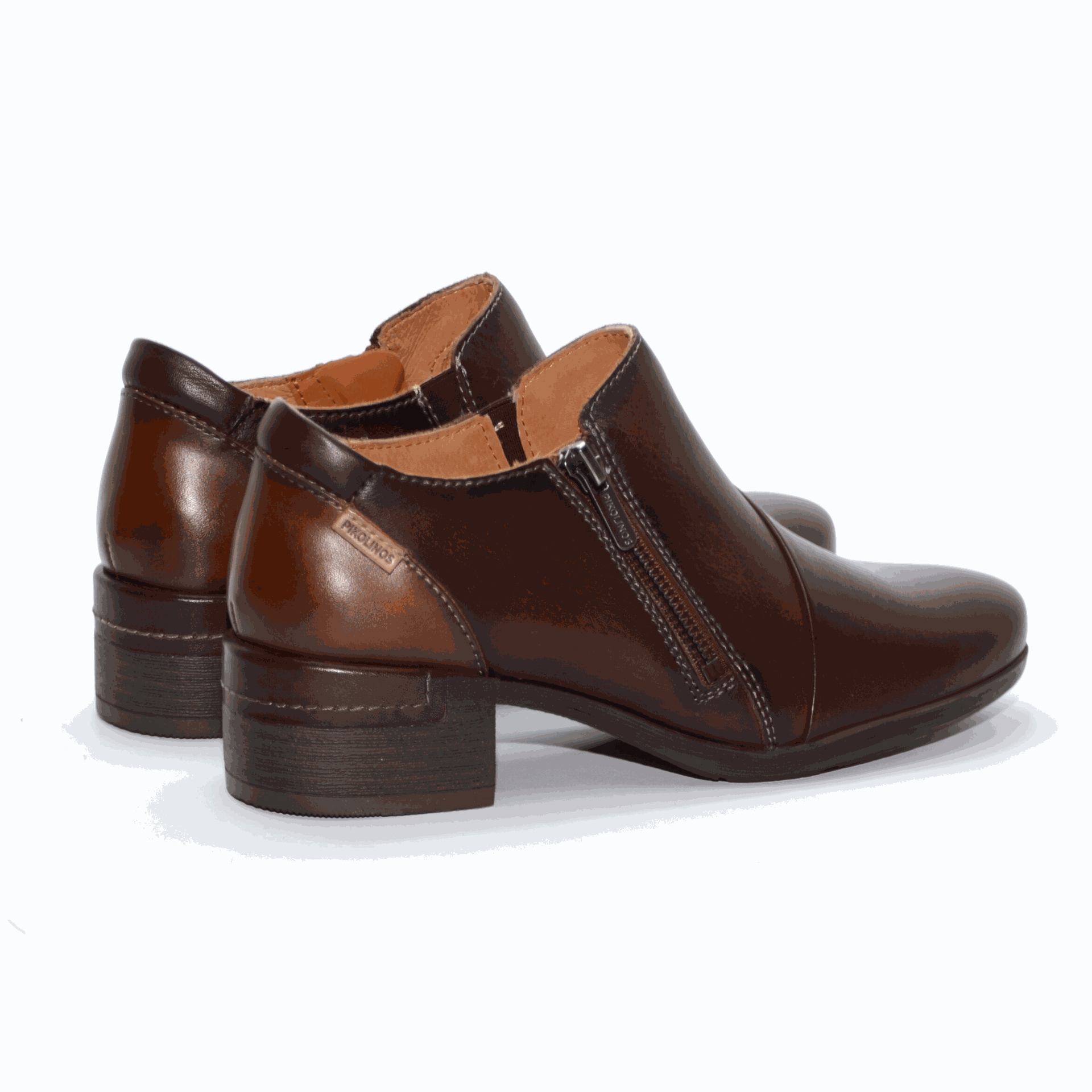 ZAPATO ABOTINADO CON CREMALLERA COLOR CAOBA MALAGA W6W-5902C1
