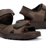 SANDALIA HOMBRE FLUCHOS PIEL MARRÓN CIERRE CON VELCRO AZORES F2197
