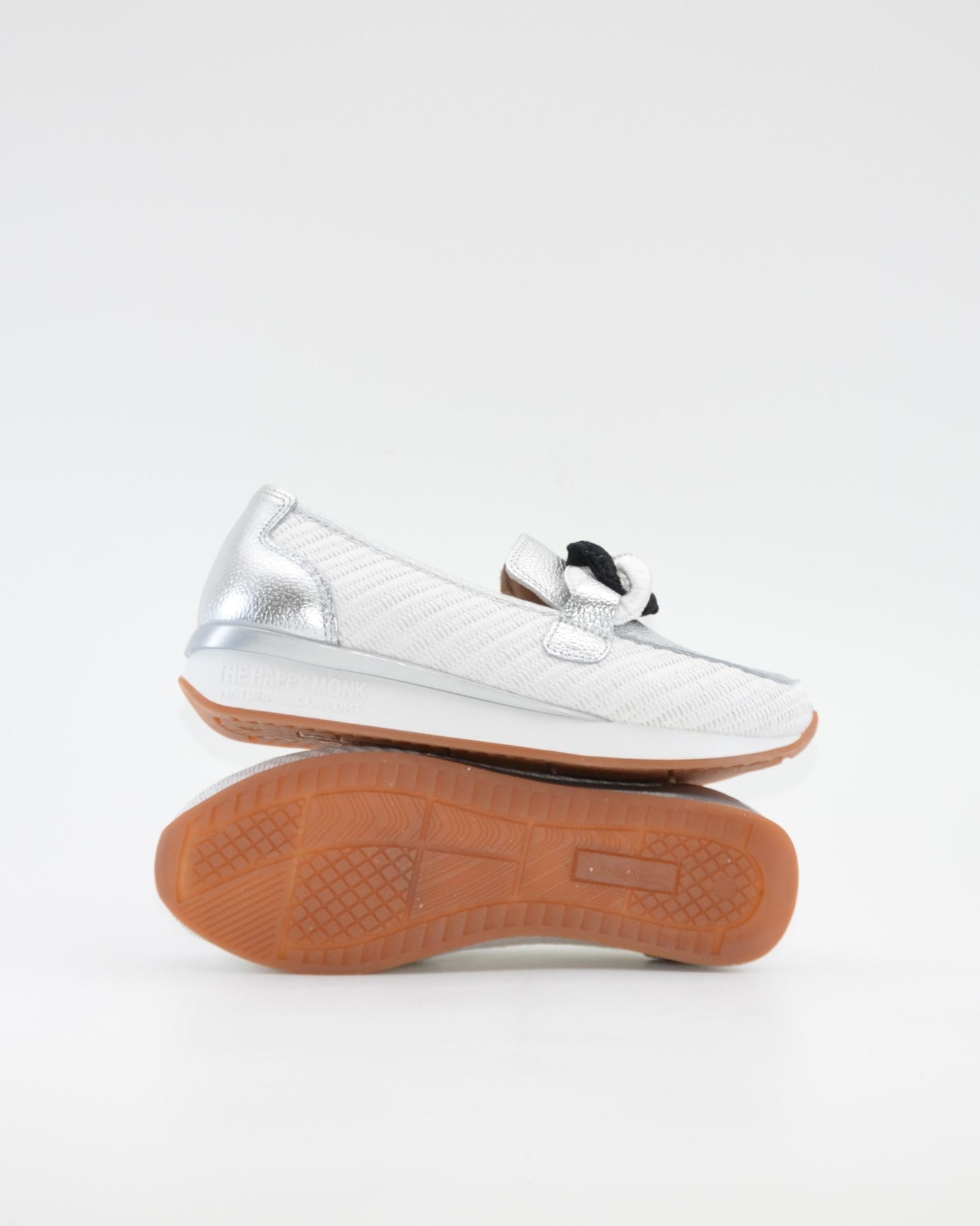 MOCASIN DEPORTIVO MUJER RAFIA BLANCO PLATA ADORNO CADENA THE HAPPY MONK VANITY 011