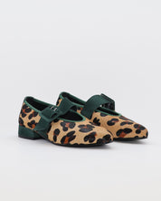 MERCEDITAS MUJER ANIMAL PRINT TIGRE ANTE VERDE CON CORREA Y HEBILLA LACOMBA CYPRES