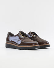 ZAPATO CASUAL MUJER PITILLOS CORDON PLANTILLA EXTRAIBLE 11555 CHAROL MARRÓN