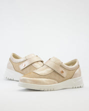 ZAPATO CASUAL MUJER CON VELCRO PITILLOS 20303 DORADO PLANTILLA EXTRAÍBLE