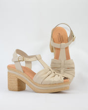 SANDALIA MUJER TACON Y PLATAFORMA COLOR CREMA PITILLOS 30212