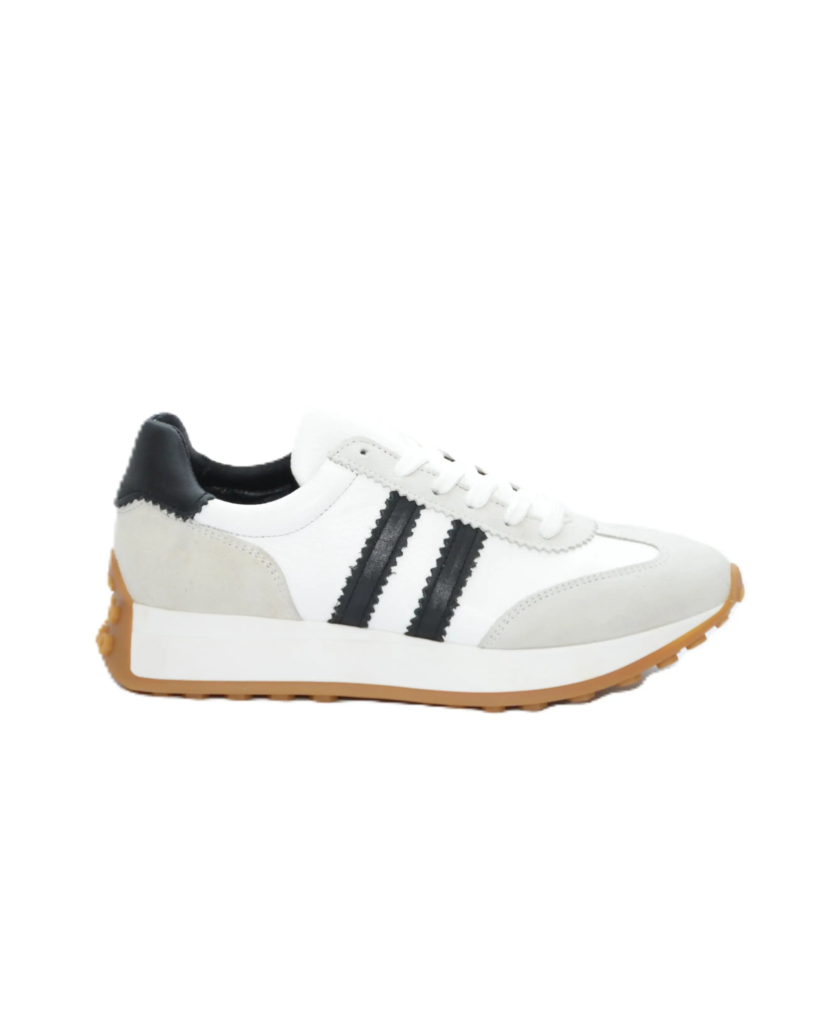 SNEAKER MUJER BLANCO TIRAS NEGRAS