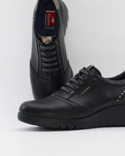 ZAPATO DE CORTE DEPORTIVO CUÑA MUJER ELÁSTICOS FLUCHOS LIVE F2096 NEGRO