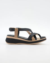SANDALIA CUÑA MUJER TIRAS COMBI NEGRO PLANTA DE GEL OH MY SANDALS 5941