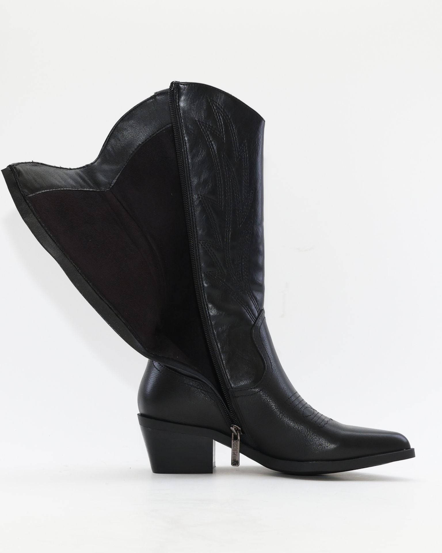 BOTA COWBOY MUJER PIEL NEGRA CON CREMALLERA CARMELA 164388