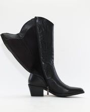 BOTA COWBOY MUJER PIEL NEGRA CON CREMALLERA CARMELA 164388