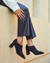 ZAPATOS ABOTINADOS TACON LICRA NEGRO A5427