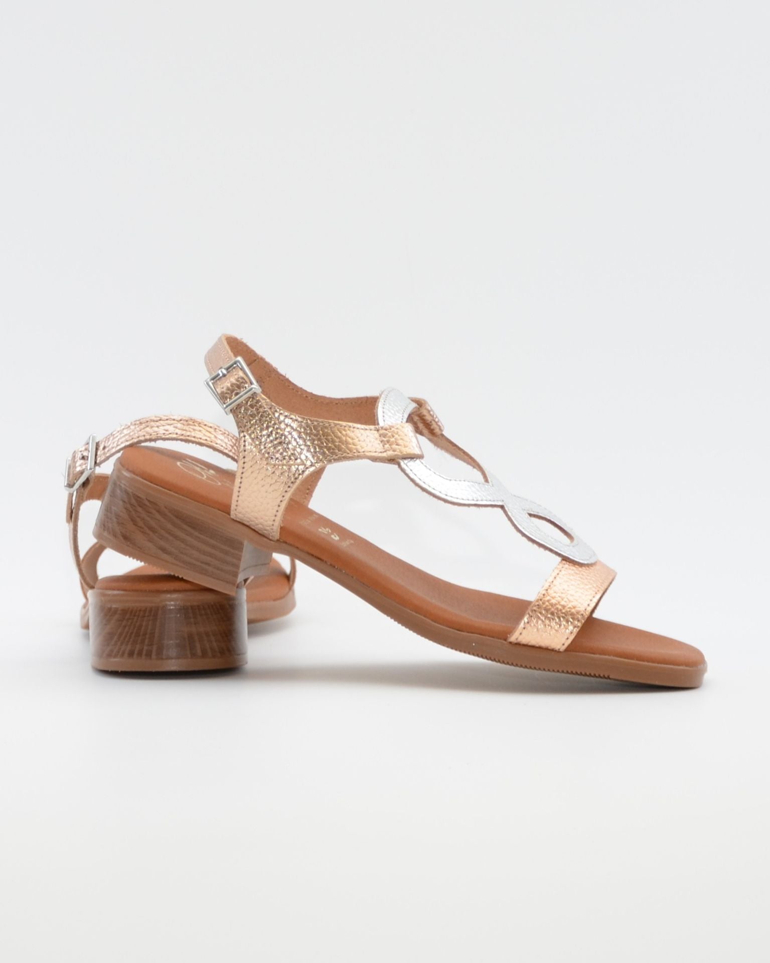 SANDALIA MUJER TACON BAJO PLANTA DE GEL OH MY SANDALS 5893 CAVA COMBI