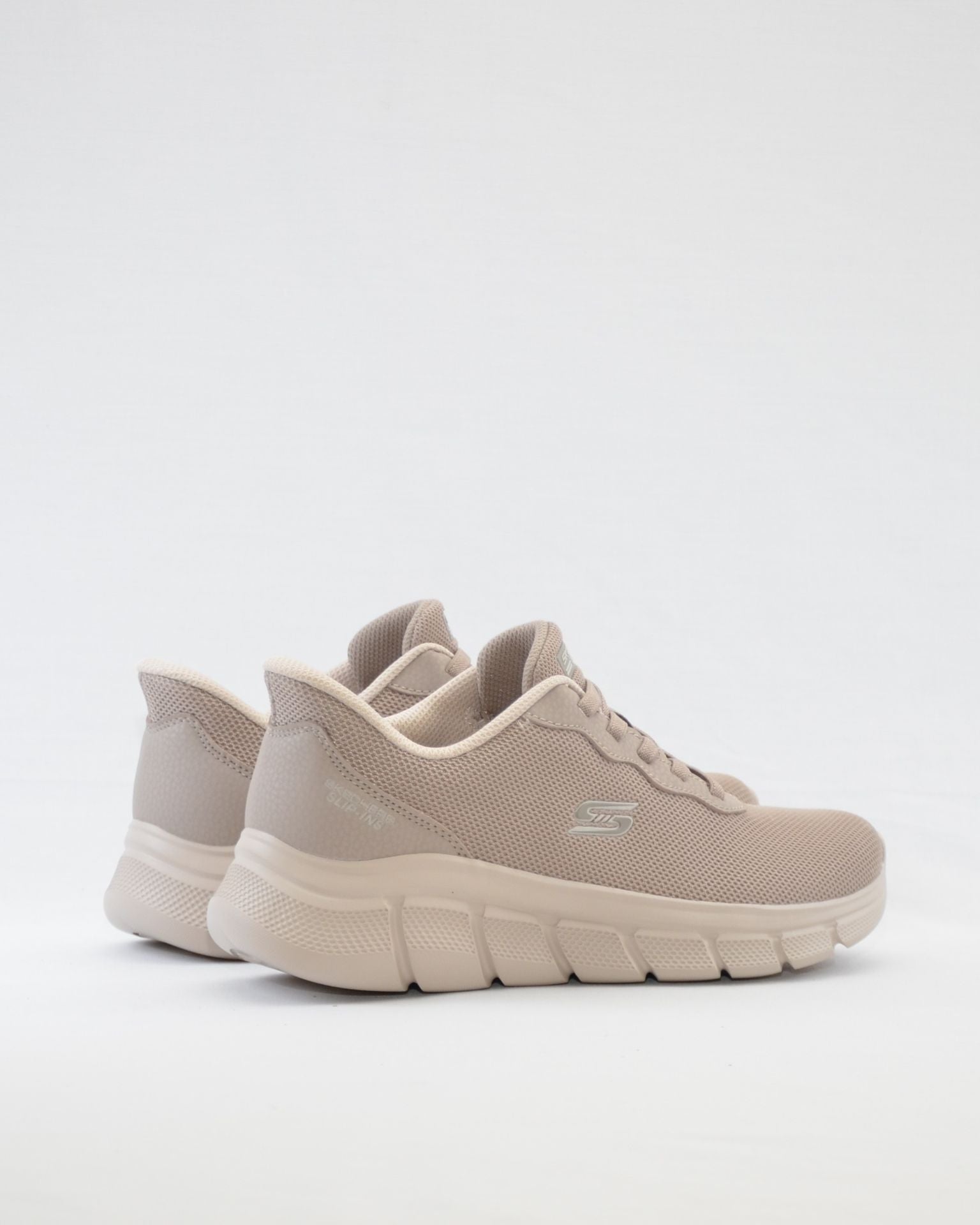 SNEAKERS MUJER SKECHERS 117324 TPE TAUPE CORDON ELÁSTICO SLIP-INS