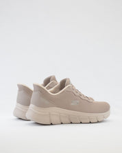 SNEAKERS MUJER SKECHERS 117324 TPE TAUPE CORDON ELÁSTICO SLIP-INS