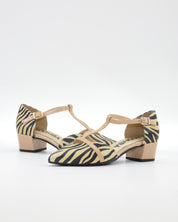 ZAPATO MUJER ABIERTO EN EL LATERAL PIEL ANIMAL PRINT CEBRA LACOMBA GERANIUM