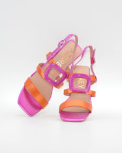 SANDALIA FIESTA MUJER CON ADORNO COLOR FUXIA Y NARANJA AZAREY 613L026