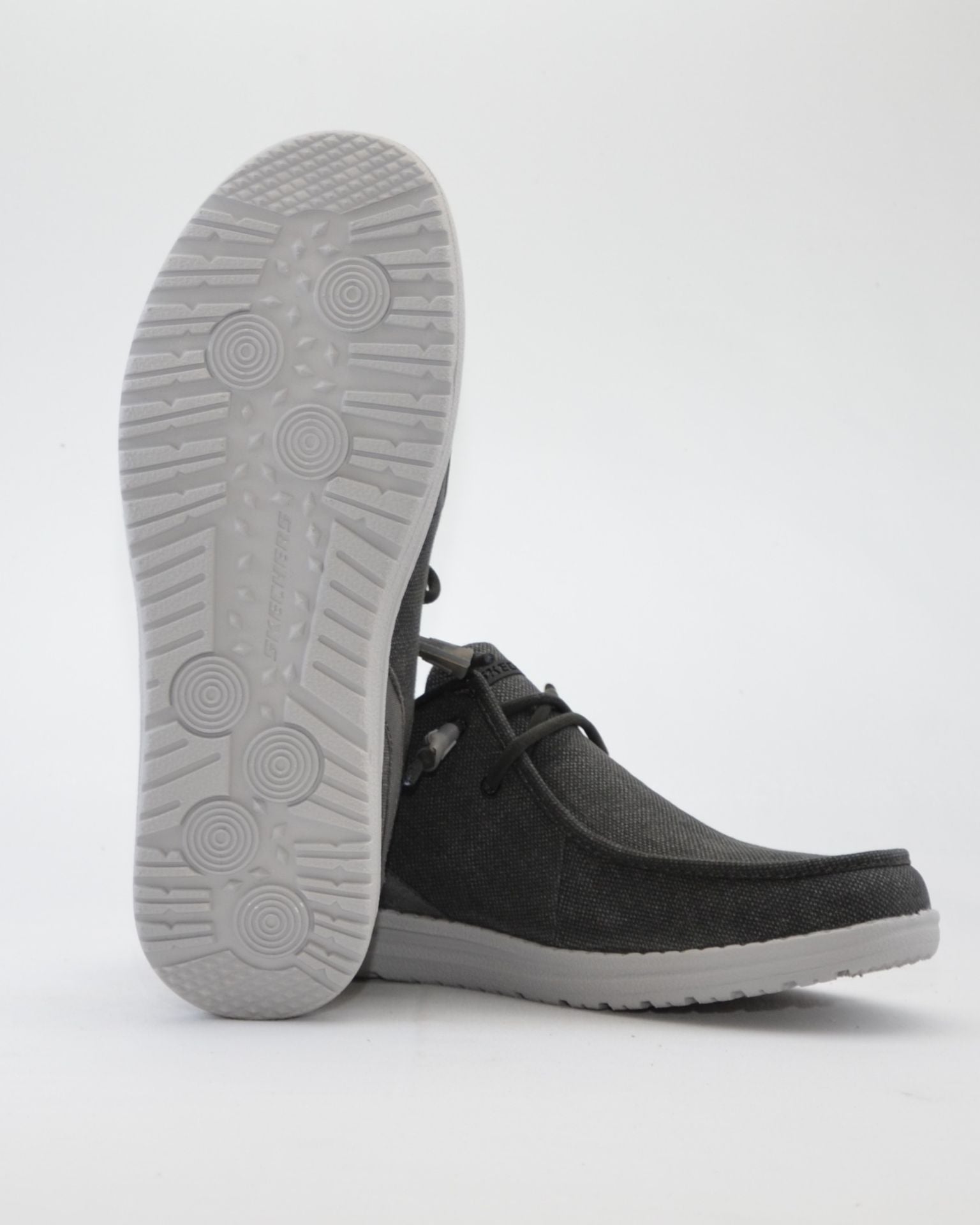 ZAPATILLAS DE LONA SKECHERS COLOR GRIS CORDON ELÁSTICO