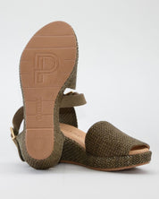 SANDALIA CON CUÑA MUJER PLANTA ACOLCHADA RAFIA KAKI PITILLOS 11260