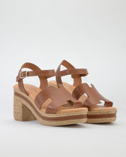 SANDALIA MUJER TACON Y PLATAFORMA COLOR CUERO PITILLOS 30211