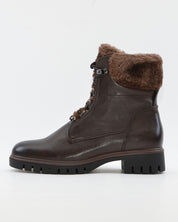 BOTIN PLANO MUJER CORDONES Y CREMALLERA COLOR  MARRON CHOCOLATE CON PELO REGARDE LE CIEL JUSTINA 02 COFFE