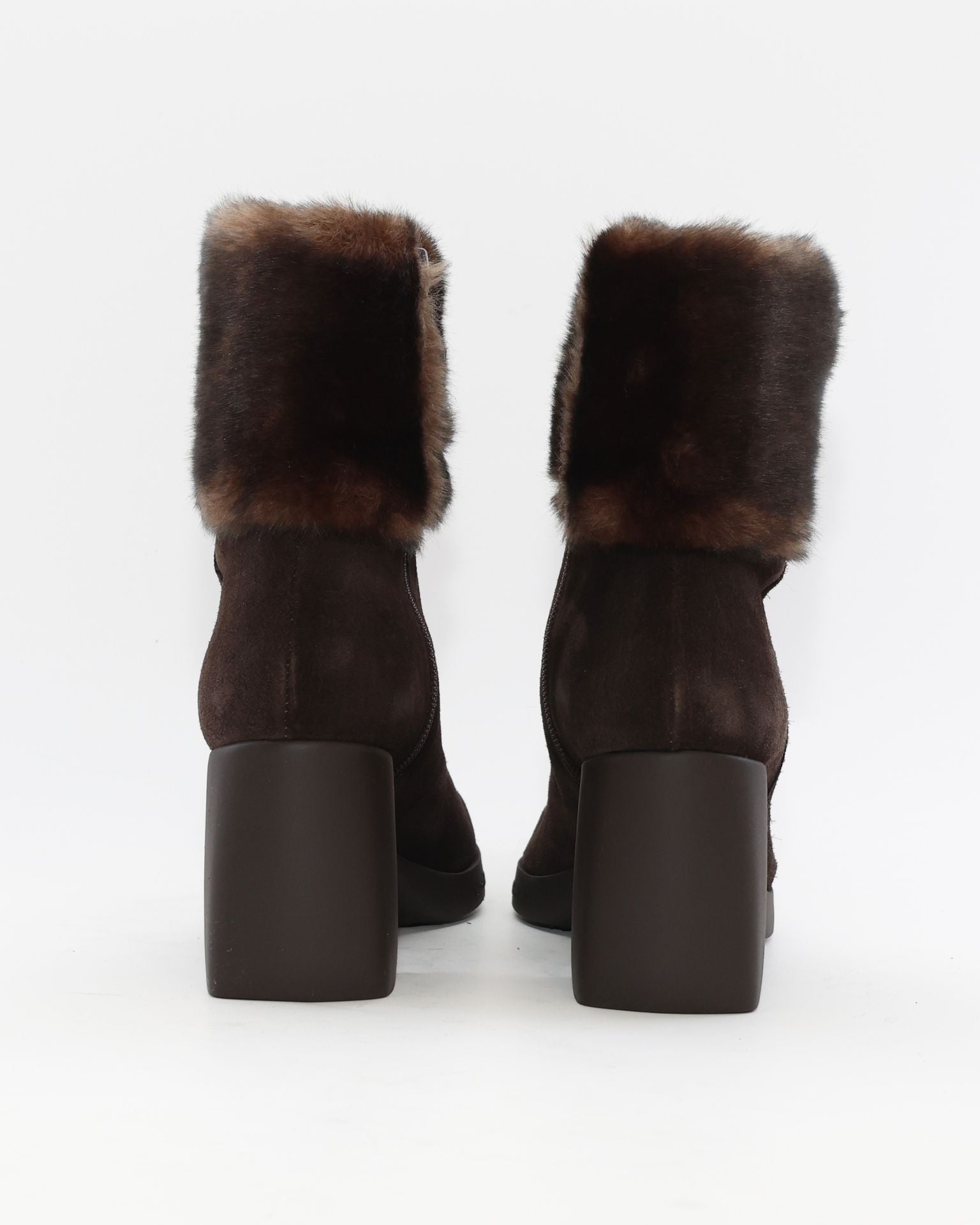 BOTIN TACON MUJER SERRAJE MARRON CHOCOLATE CON PELO WONDERS L-1605 TESTA