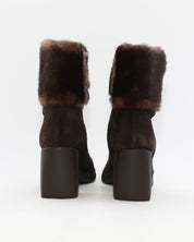 BOTIN TACON MUJER SERRAJE MARRON CHOCOLATE CON PELO WONDERS L-1605 TESTA