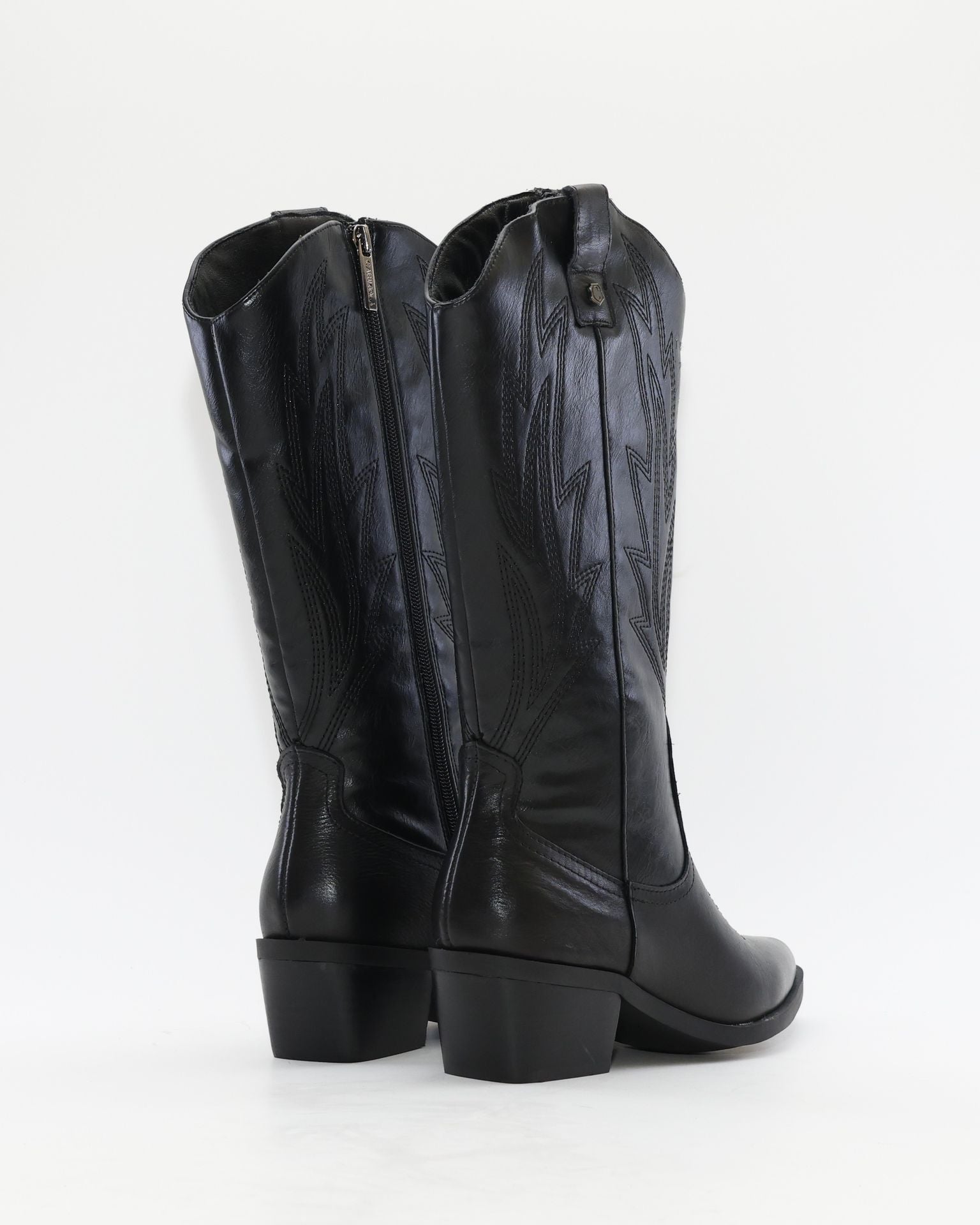 BOTA COWBOY MUJER PIEL NEGRA CON CREMALLERA CARMELA 164388