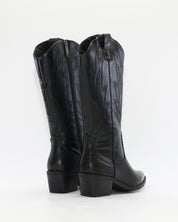 BOTA COWBOY MUJER PIEL NEGRA CON CREMALLERA CARMELA 164388