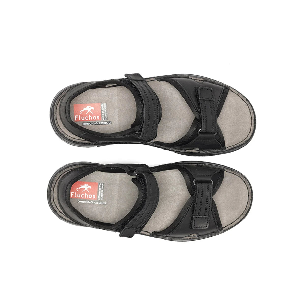 SANDALIA HOMBRE FLUCHOS PIEL NEGRA CIERRE CON VELCRO AZORES F2197